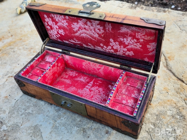 Кутия за бижута от дърво Vtg с азиатски дизайн резбован нефрит, снимка 11 - Декорация за дома - 52016781