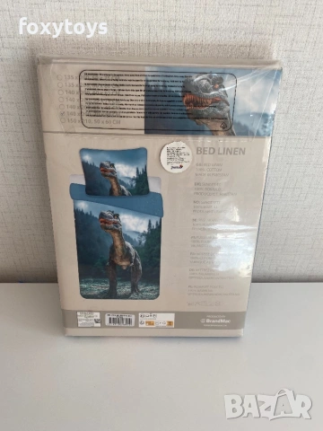 Спален комплект Динозавър, 100% памук, 140x200 см, 70x90 см, снимка 3 - Спално бельо и завивки - 47630953