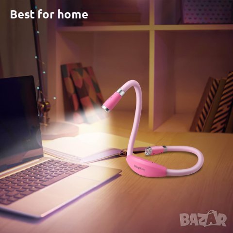 SingHong Neck Book Light LED лампа за четене USB акумулаторна, свободни ръце, 4 LED крушки, 4 яркост