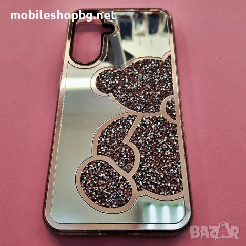 Samsung Galaxy A56 гръб огледален с мече и камъчета розов , снимка 2 - Калъфи, кейсове - 53900293