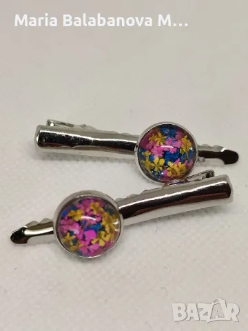 Бижута от епоксидна смола и естествени цветя., снимка 12 - Бижутерийни комплекти - 48660169