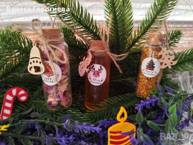 Коледен подарък с розов цвят, лавандула, прашец и мед, снимка 3 - Декорация за дома - 48413618