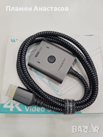 WARRKY HDMI Switch 2-в-1 – двупосочен HDMI превключвател 4K@60Hz с вграден 1 м кабел, снимка 8 - Приемници и антени - 53302154