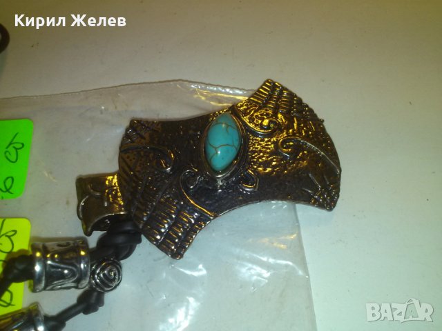 ПОСРЕБРЕН с ТЮРКОАЗ АРТ МЕДАЛЬОН КОЛИЕ ОГЪРЛИЦА 9269, снимка 3 - Колиета, медальони, синджири - 29723011