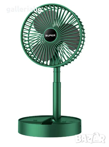 Вентилатор с 3 скорости, преносим, настолен, регулируем зелен, снимка 3 - Друга електроника - 49832872