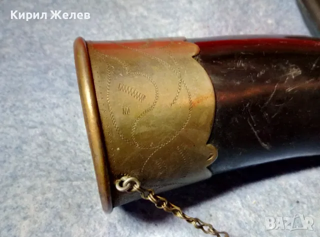 Стар БИВОЛСКИ РОГ с РЪЧНО ОРНАМЕНТИРАН МЕЛХИОРЕН ОБКОВ За КОЛЕКЦИЯ ТЕМАТИЧНА ЛОВНА ДЕКОРАЦИЯ 47829, снимка 5 - Антикварни и старинни предмети - 47971999