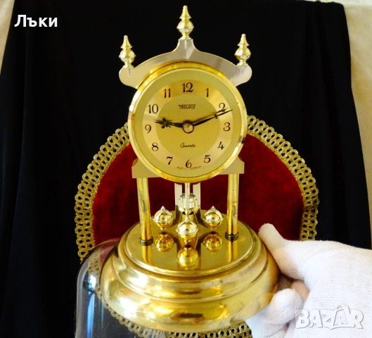 Немски настолен часовник с купол Trenkle. , снимка 3 - Антикварни и старинни предмети - 51800597