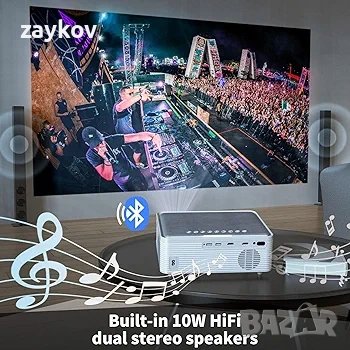 Проектор THREE ANTS Full HD Supporto 4K 1080P Native, 5G WiFi Bluetooth, домашно кино, снимка 5 - Плейъри, домашно кино, прожектори - 44464799