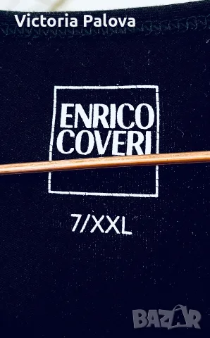 Мьжка черна памучна тениска Enrico Coveri Италия, снимка 4 - Тениски - 55967386