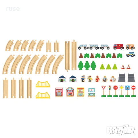 НОВИ! Дървено влакче с релси Град 2.7м, снимка 2 - Влакчета, самолети, хеликоптери - 54220445