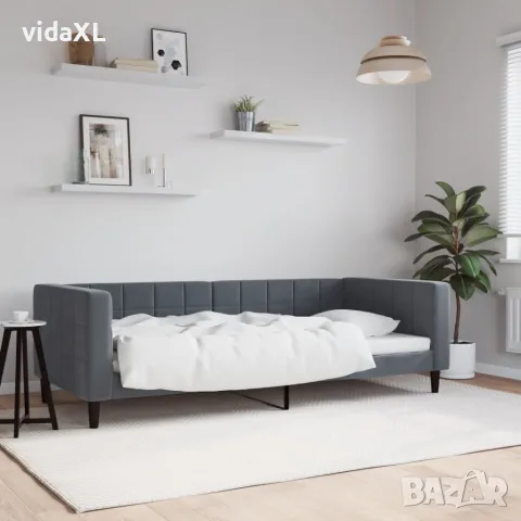 vidaXL Кушетка, тъмносиво, 90x200 см, кадифе, снимка 2 - Спални и легла - 56147269