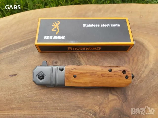 Сгъваем джобен нож Browning с дървена дръжка DA343, снимка 4 - Ножове - 50066401