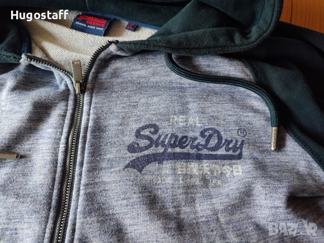 Оригинален суитчър худи яке сив Супердрай Superdry качулка цип Хл/Л, снимка 3 - Якета - 51983588