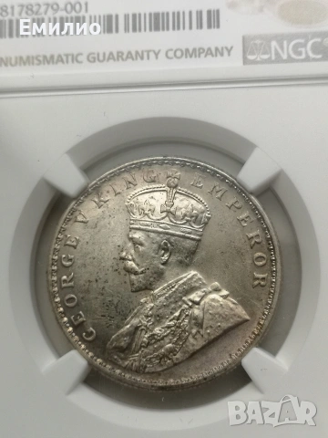 INDIA ONE RUPEE 1920 C NGC UNC DETAILS , снимка 2 - Нумизматика и бонистика - 53982699