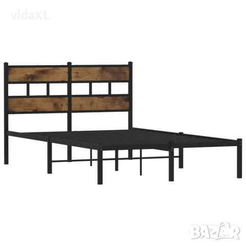 vidaXL Метална рамка за легло, без матрак, опушен дъб, 120x200 см, снимка 3 - Спални и легла - 56147487