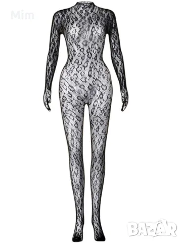 S/XXL Черен гащеризон с ръкавици с 5 пръсти и чорапи , снимка 3 - Гащеризони - 47605121