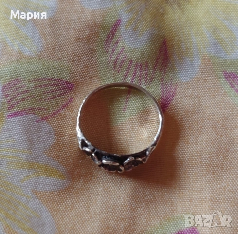 Сребърен пръстен с цветя, снимка 3 - Пръстени - 53056795
