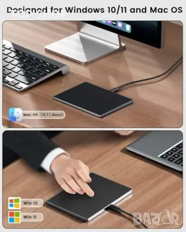 Нов Алуминиев тъчпад с мултитъч жестове за Mac/Windows 10/11 Сензорен панел, снимка 6 - Друга електроника - 49249397