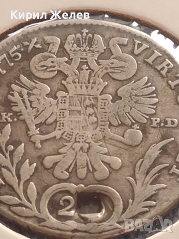 Сребърна монета 20 кройцера 1775г. Кремниц Римска империя , снимка 9 - Нумизматика и бонистика - 42871577