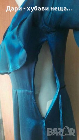 Синя рокля  "MANGO", от сатен 🍀Промоция 🍀❤S,S/M❤🍀арт.4398, снимка 4 - Рокли - 37429077