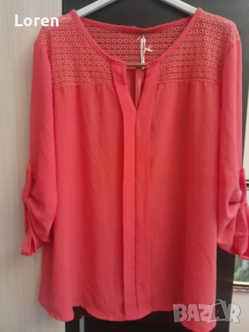 Ново!Блуза тип риза в керемидено розов цвят, снимка 2 - Ризи - 52645819