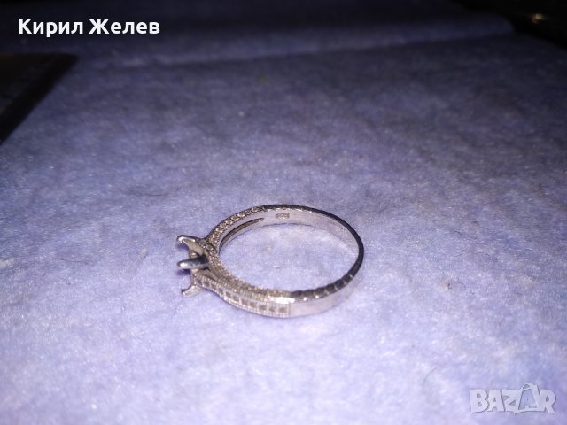 ГОДЕЖЕН СРЕБЪРЕН ПРЪСТЕН СРЕБРО 925 с БЯЛА ПОЗЛАТА и ЦИРКОНЧЕТА с ГНЕЗДО за ВГРАЖДАНЕ на КАМЪК 36475, снимка 9 - Пръстени - 39643113