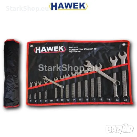 Професионален Комплект Звездогаечни Ключове HAWEK 16части (6-24мм) Изработени от Хром Ванадиева Стом