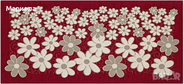 Италиански Кухненски килим 55 x 80cм,  Миещ се Червен на цветя, снимка 5 - Килими - 42120468