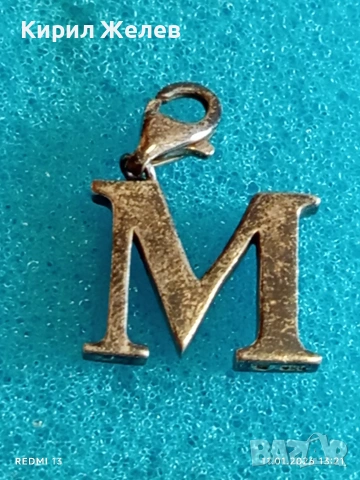 Сребърен медальон с буква "М" винтидж стил майсторска изработка 28345, снимка 4 - Колиета, медальони, синджири - 53062223