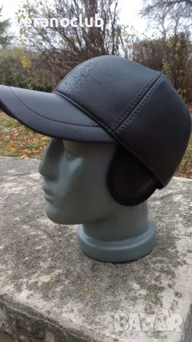 Луксозна кожена шапка с каракула XXL