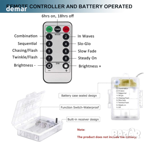 KINGCOO LED светлини фойерверк верижни за декорация с батерии и дистанционно управление, топло бяло , снимка 6 - Декорация за дома - 44533723
