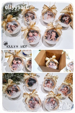 Коледна топка с Ваша снимка и персонализиран надпис, снимка 2 - Коледни подаръци - 52517672