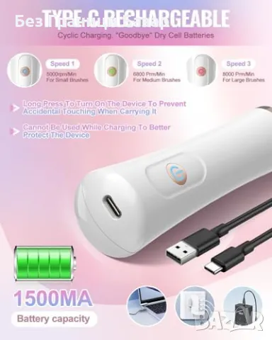 Нова Електрическа машина за почистване на четки за грим, 3 скорости, снимка 6 - Други - 47654918