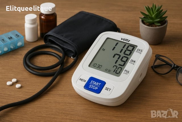Апарат за кръвно налягане Voltz, Маншет, 2х90 позиции памет, LCD дисплей, Бял, снимка 3 - Друга електроника - 52182552