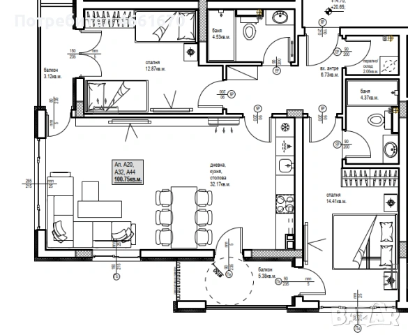 Тристаен апартамент в Христо Смирненски! 