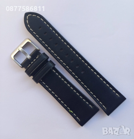 НОВА КОЖЕНА КАИШКА ОБШИТА С БЯЛ ШЕВ/КОНЕЦ.ЛУКСОЗНИ КОЖЕНИ КАИШКИ ЗА ЧАСОВНИЦИ С БЯЛ ТИГЕЛ. KAISHKA, снимка 13 - Каишки за часовници - 51612177