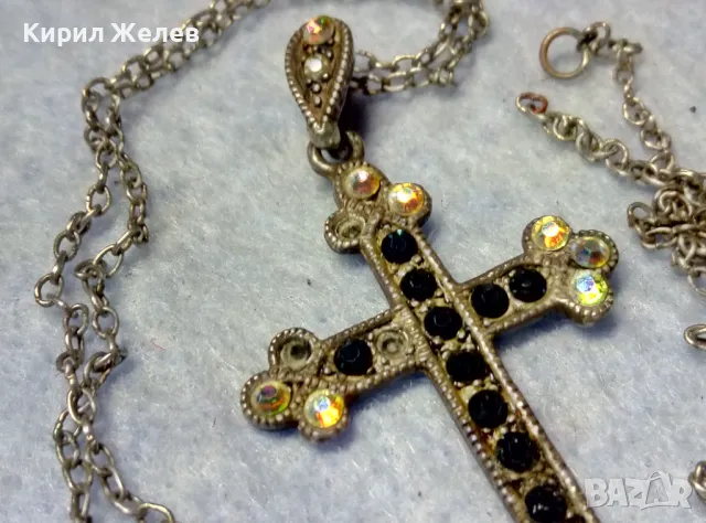 СТАР СРЕБЪРЕН КРЪСТ СРЕБРО 925 с ФАСЕТИРАНИ КРИСТАЛИ и СРЕБЪРНА ВЕРИЖКА с НУЖДА от ЗАКОПЧАЛКА 22266, снимка 9 - Антикварни и старинни предмети - 49913121