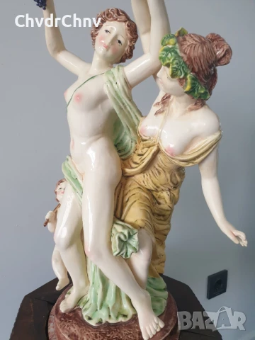 нимфи статуетка 46см-5кг/еротика/голяма керамична фигура на голи момичета, снимка 2 - Антикварни и старинни предмети - 51302277
