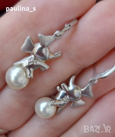 Винтидж / Два чифта / Сребърни обеци с гранати, барокови и Акоя перли и карнеол / проба 925 , снимка 12 - Обеци - 45914244