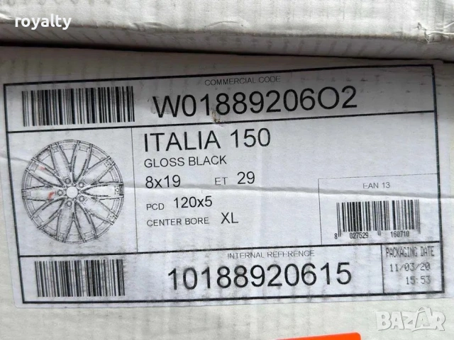 5х120 19 Джанти BMW 5x120 OZ OZ-Racing ITALIA 150 GLOSS BLACK ЕТ 29 J 8 ЦО 79 , снимка 3 - Аксесоари и консумативи - 54083655