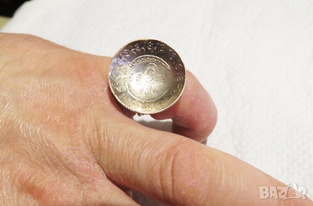 мъжки сребърен пръстен, Стар османски сребърен пръстен с голяма, тугра, тура, турски пръстен, снимка 2 - Пръстени - 35136798