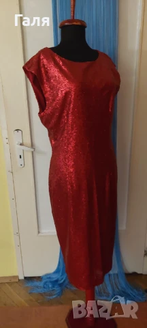Даска червена рокля с пайети , снимка 2 - Рокли - 51414443