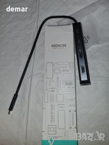 Докинг станция MOKIN за два монитора, USB C, Ethernet, 100W захранване, снимка 8 - Кабели и адаптери - 44178778