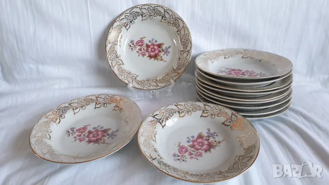 Комплект порцеланови чинии на Коста Йорданов- Видин-12 броя, снимка 5 - Антикварни и старинни предмети - 48124557