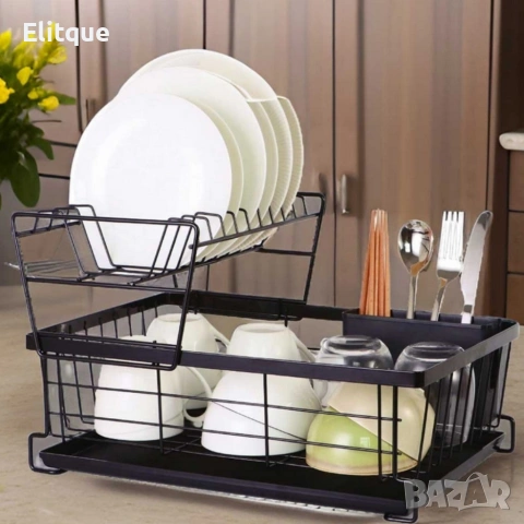 Двуетажен метален сушилник за съдове Cheffinger с отделение за прибори , снимка 7 - Други - 53179882