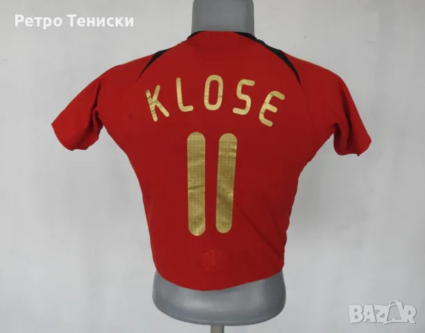 Тениска Germany — Гостуващ (Klose #11) adidas — Деца размер S Червено (сезон 2008)