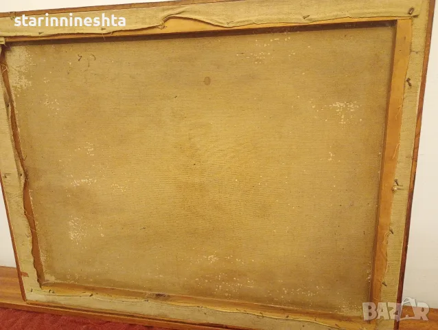 Репродукция стара българска картина масло платно Лов на лъвове 1920-1940г старинна картина, снимка 6 - Антикварни и старинни предмети - 55776499