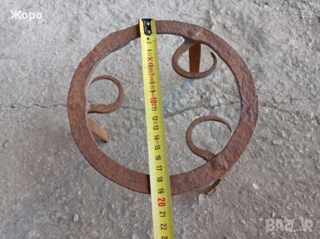 Стар кован сажек, ковано желязо, примитив пиростия за меден съд, снимка 17 - Антикварни и старинни предмети - 52432294