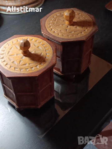 Сет от два дървени декоративни бурканa, снимка 6 - Декорация за дома - 53115541