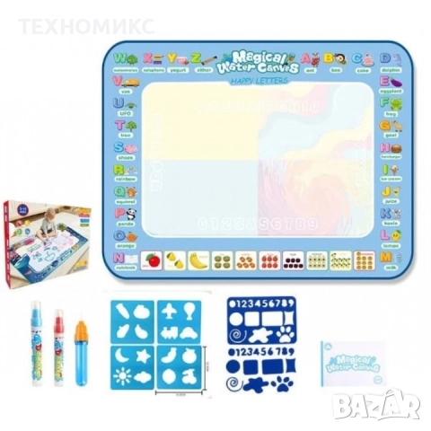 Комплект за оцветяване и рисуване Aqua, 2в1, Магическа водна подложка, С теми за деца, 2+ години, снимка 2 - Рисуване и оцветяване - 51545195